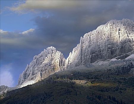 雪,山峦,冰川国家公园,蒙大拿