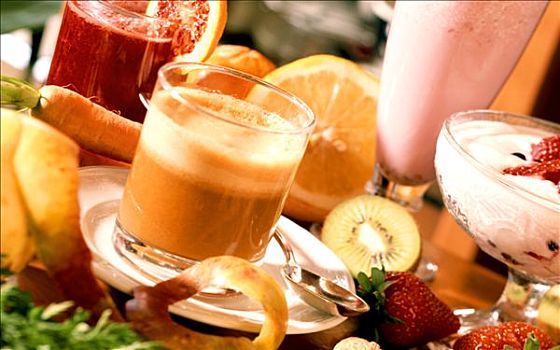 橙色,苹果汁,酸奶,草莓,奶昔