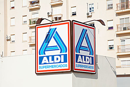标识,超市,侧面,建筑,安达卢西亚,西班牙