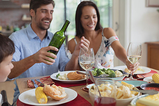 家庭,食物,香槟,餐桌,在家