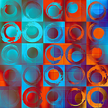 艺术,抽象,几何,质地,彩色,背景,圆,蓝色,橙色