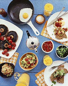 开胃菜,素食主义,早餐,煎鸡蛋,波多白洛大蘑菇