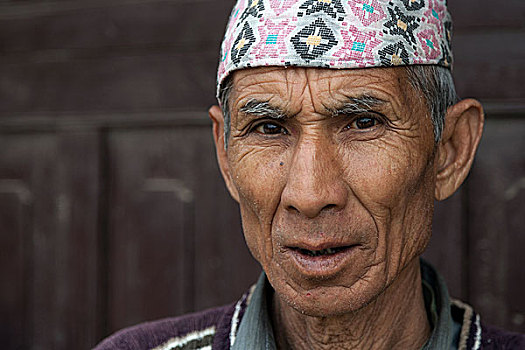 尼泊尔人,男人,头饰,头像,尼泊尔,亚洲
