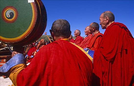 蒙古,喀喇昆仑,喇嘛,祈祷,典礼,祝福,马,节日,老,皇家,首府