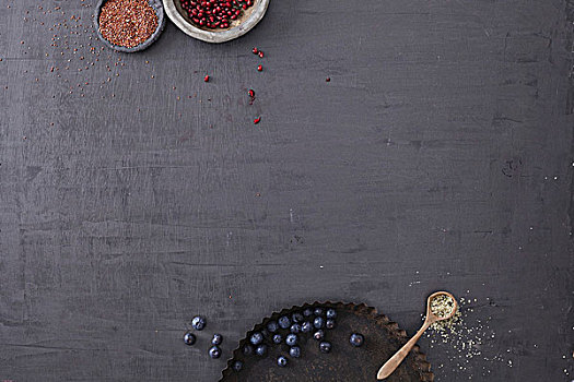蓝莓,石榴籽,黑色,表面