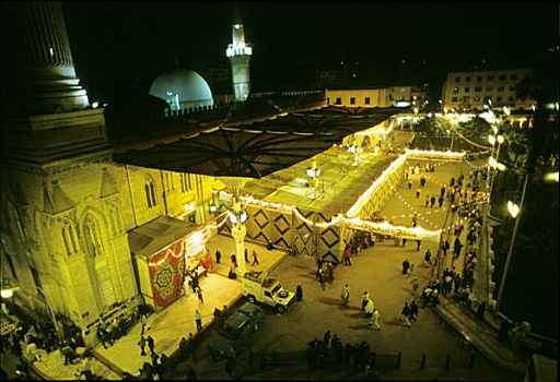 埃及,开罗,夜晚,清真寺