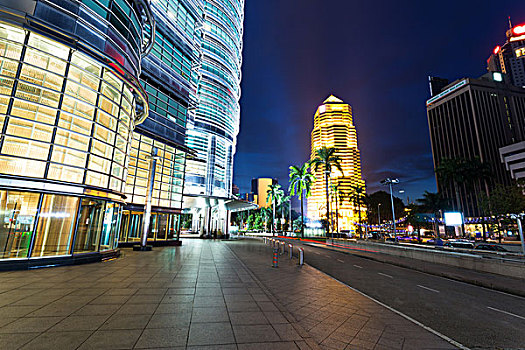 夜晚,城市,建筑,吉隆坡,马来西亚