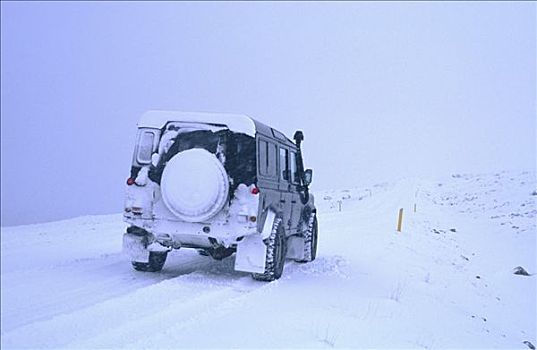 陆虎,驾驶,积雪,圆形,道路,靠近,南方,海岸,冰岛,欧洲