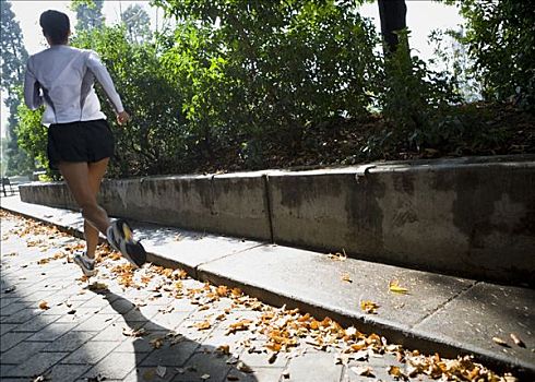 女性,慢跑,后视图