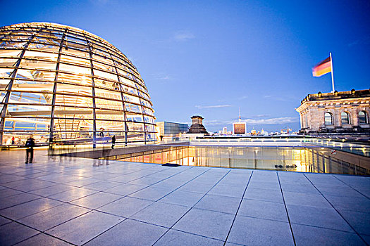 眺望台,德国国会大厦,建筑,晚间,柏林,德国,欧洲