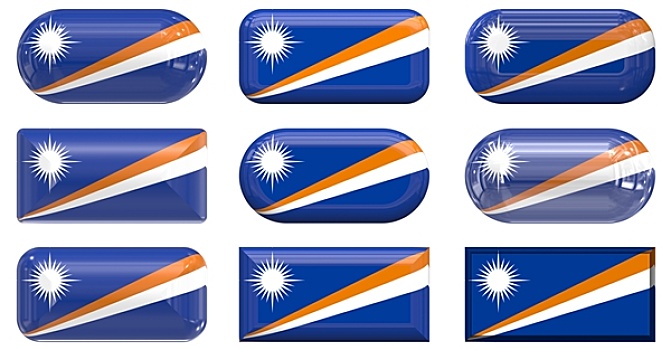 玻璃,扣,旗帜,马绍尔群岛