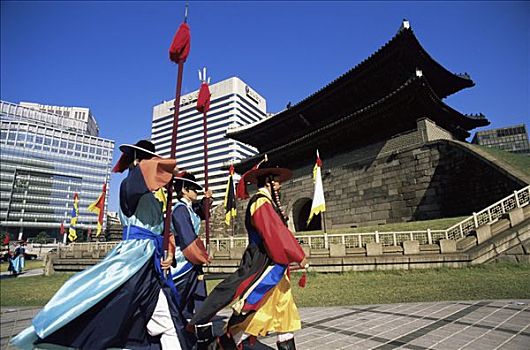韩国,首尔,南门,传统,保护,典礼,正面,大门