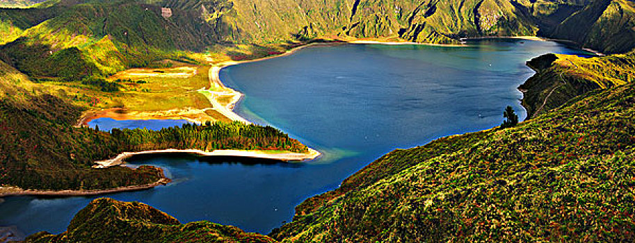 大,火山口,福古岛,火,泻湖,自然保护区,一个,保存,场所,亚述尔群岛,岛屿,葡萄牙