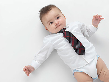 男婴,穿,衬衫,领带