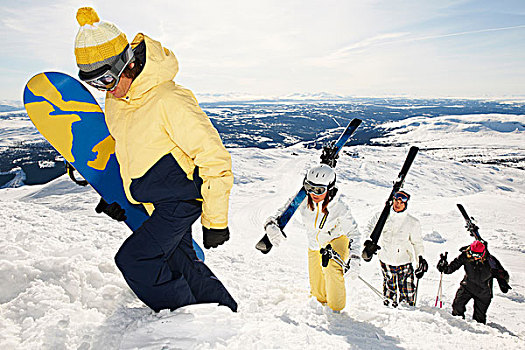滑雪板玩家,滑雪,设备,山
