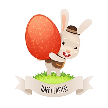高兴,复活节兔子,红色,蛋