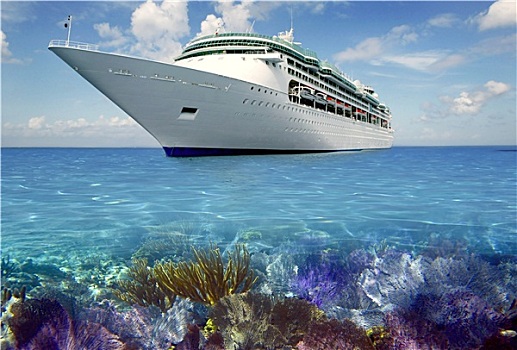 加勒比,礁石,风景,度假,船