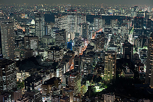 风景,东京,建筑,夜晚