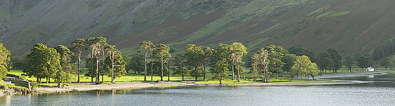 英格兰,坎布里亚,全景,湖区,日落