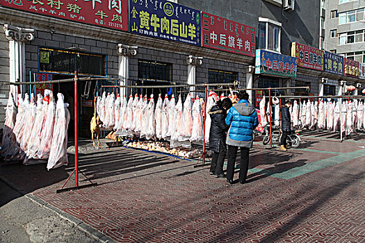 内蒙古巴彦淖尔春节羊肉市场