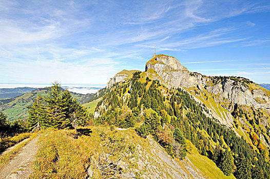 风景,地质,远足,小路,顶峰,山,阿彭策尔,阿尔卑斯山,瑞士,欧洲