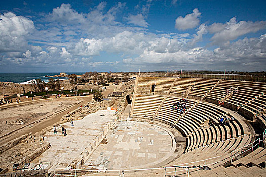 剧院,凯瑟利亚,岸边,地中海,以色列