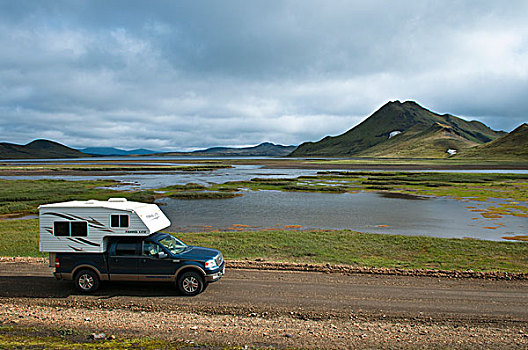 露营,汽车,皮卡,冰岛,风景,高地,兰德玛纳,欧洲