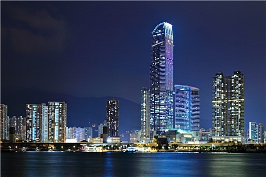 夜景,城市,香港