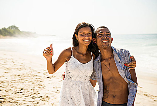 年轻,情侣,海滩,里约热内卢,巴西