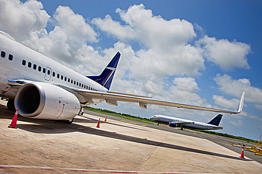 飞机,坐,柏油路,蓬塔卡纳,多米尼加共和国