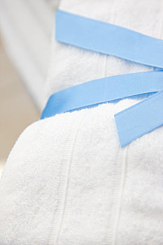 特写,白色,毛巾,捆绑,蓝带