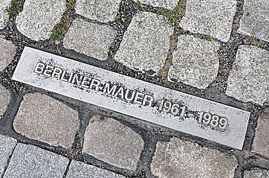 标记,石头,公路,展示,柏林,墙壁,区域,德国,欧洲