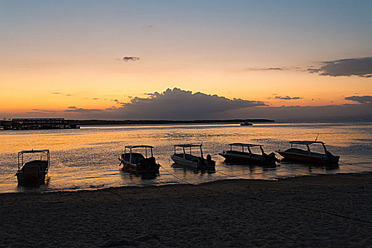巴厘岛,海滩,生动,天空,日落