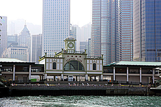 中心,码头,商业建筑,背景,香港