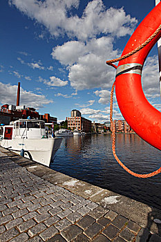 芬兰,区域,坦佩雷,城市,市场,游客,游船,生活,救生圈