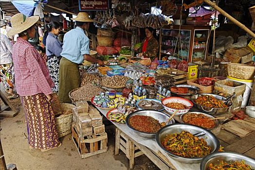 传统,食物杂货,市场,克钦邦,缅甸,亚洲
