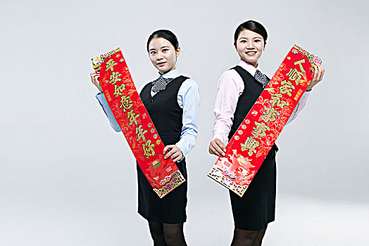 亚洲办公室女性白领庆祝节日