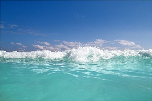 蓝绿色,波浪,加勒比海,水,泡沫