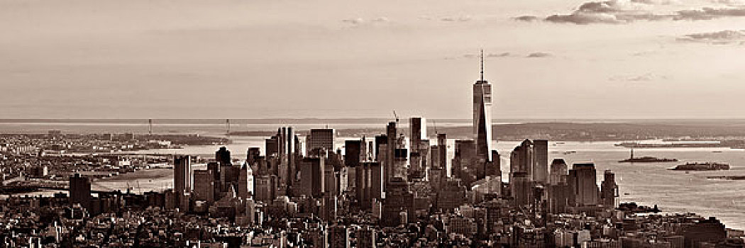 纽约,市区,天际线,全景