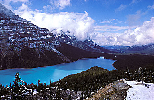 暴风雪,上方,佩多湖,班芙国家公园,艾伯塔省,加拿大