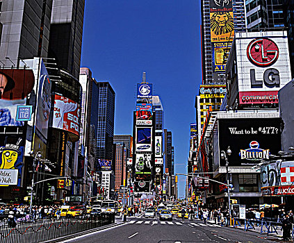 美国,纽约,时代广场,街道,摩天大楼,彩色,广告牌