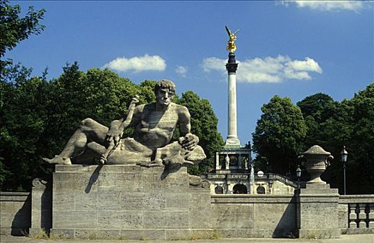 雕塑,和平天使,平和,纪念,慕尼黑,巴伐利亚,德国,欧洲