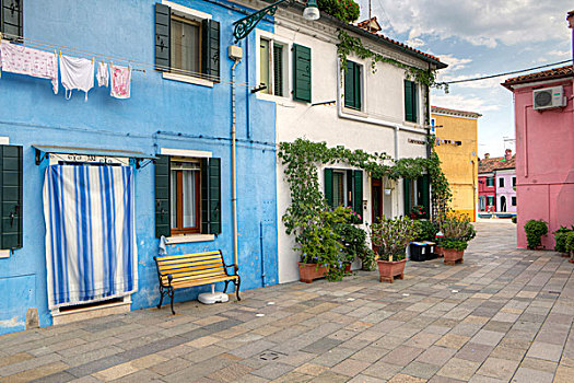 彩色,涂绘,房子,布拉诺岛,威尼斯,威尼托,意大利,欧洲