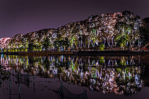 南京玄武湖公园夜景横幅