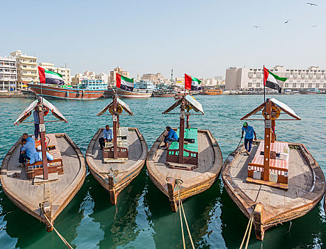 小,传统,船,溪流,老,迪拜,阿联酋,亚洲