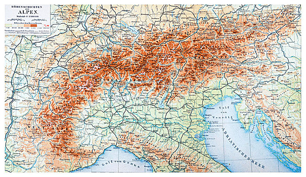 地图,阿尔卑斯山,插画,百科全书