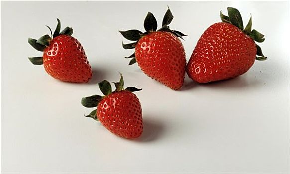 四个,新鲜,草莓