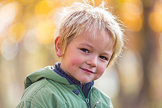男孩,3岁,头像,秋天,萨克森,德国,欧洲