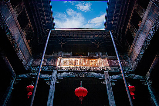 篁岭村院落天井江西婺源县篁岭村院落天井徽州建筑,徽派古镇徽州建筑