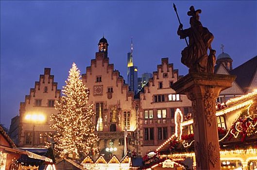 圣诞市场,市政厅,法兰克福,黑森州,德国